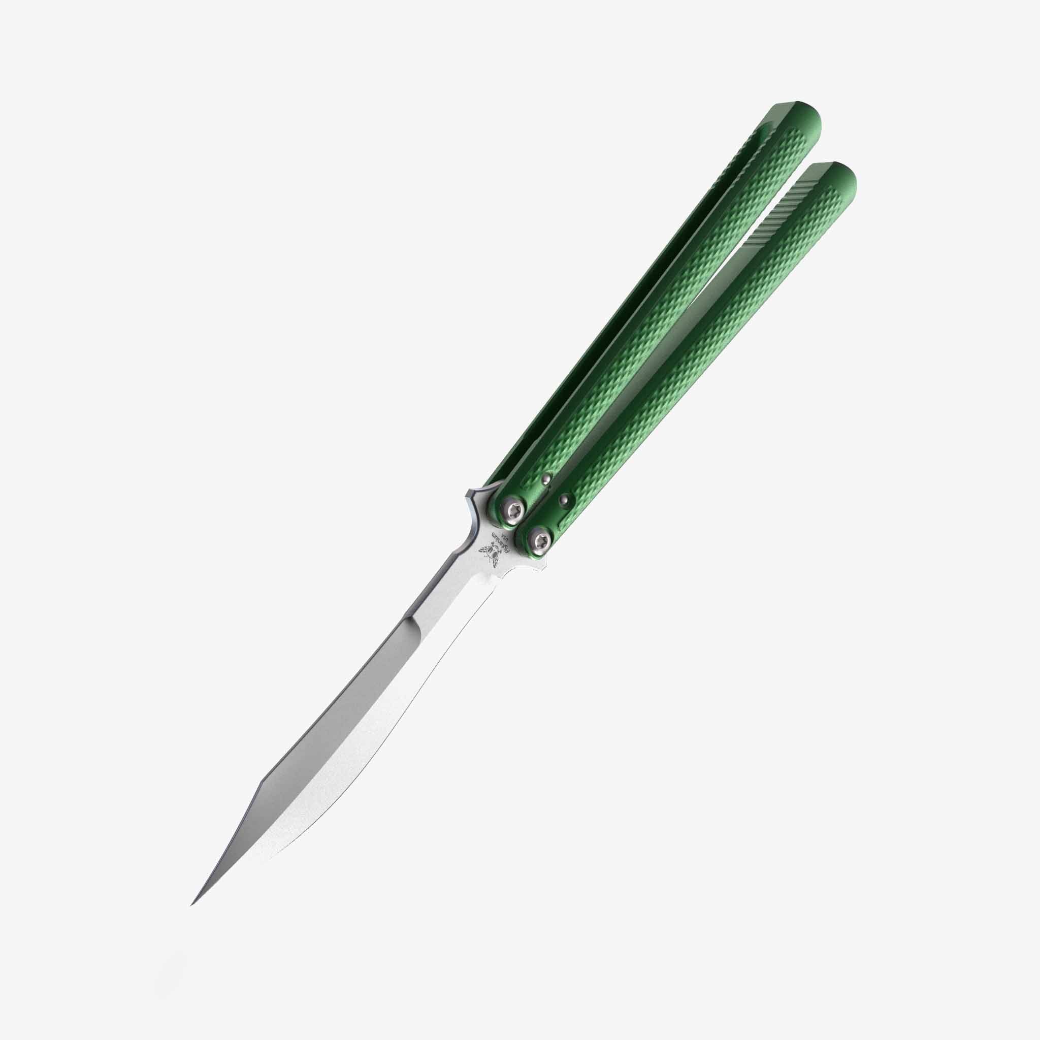 Talisong Z - Balisong Knife-Balisong Knife-Flytanium USA-Scimitar - Bearing-Emerald-Stonewash-Flytanium