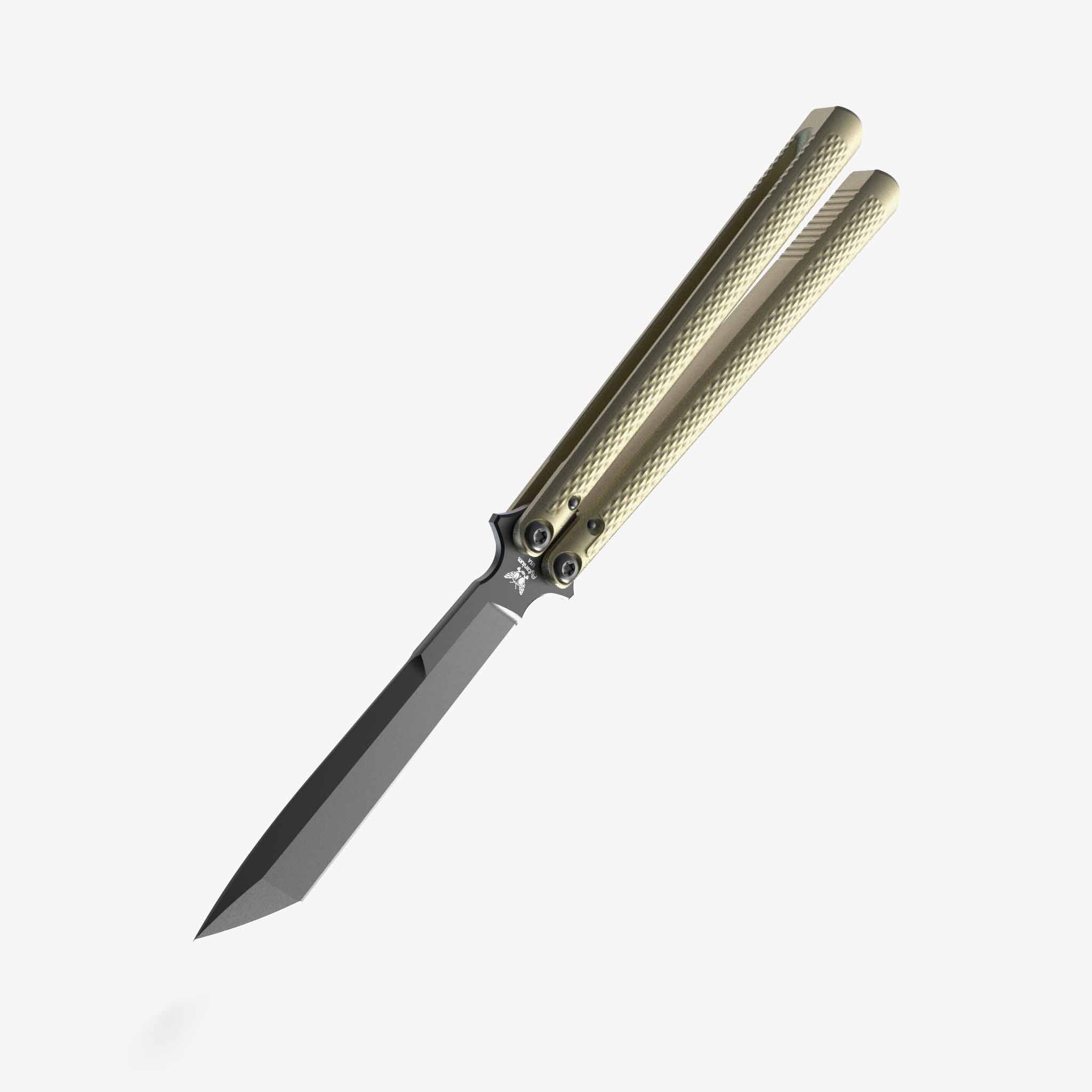 Talisong Z - Balisong Knife-Balisong Knife-Flytanium USA-Tanto - Bushing-Champagne-Black DLC-Flytanium