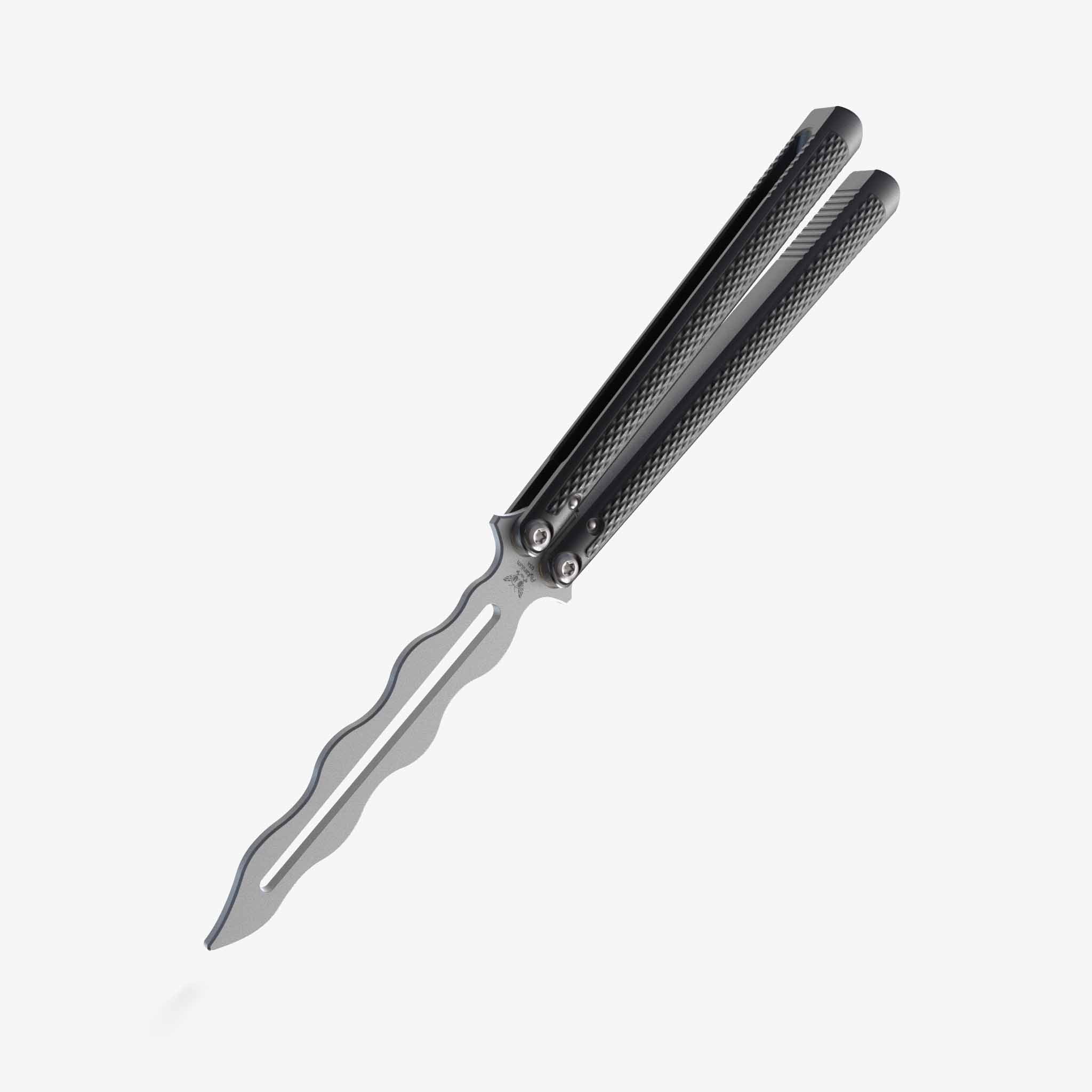 Talisong Z - Balisong Knife-Balisong Knife-Flytanium USA-Trainer - Bearing-Black-Stonewash-Flytanium