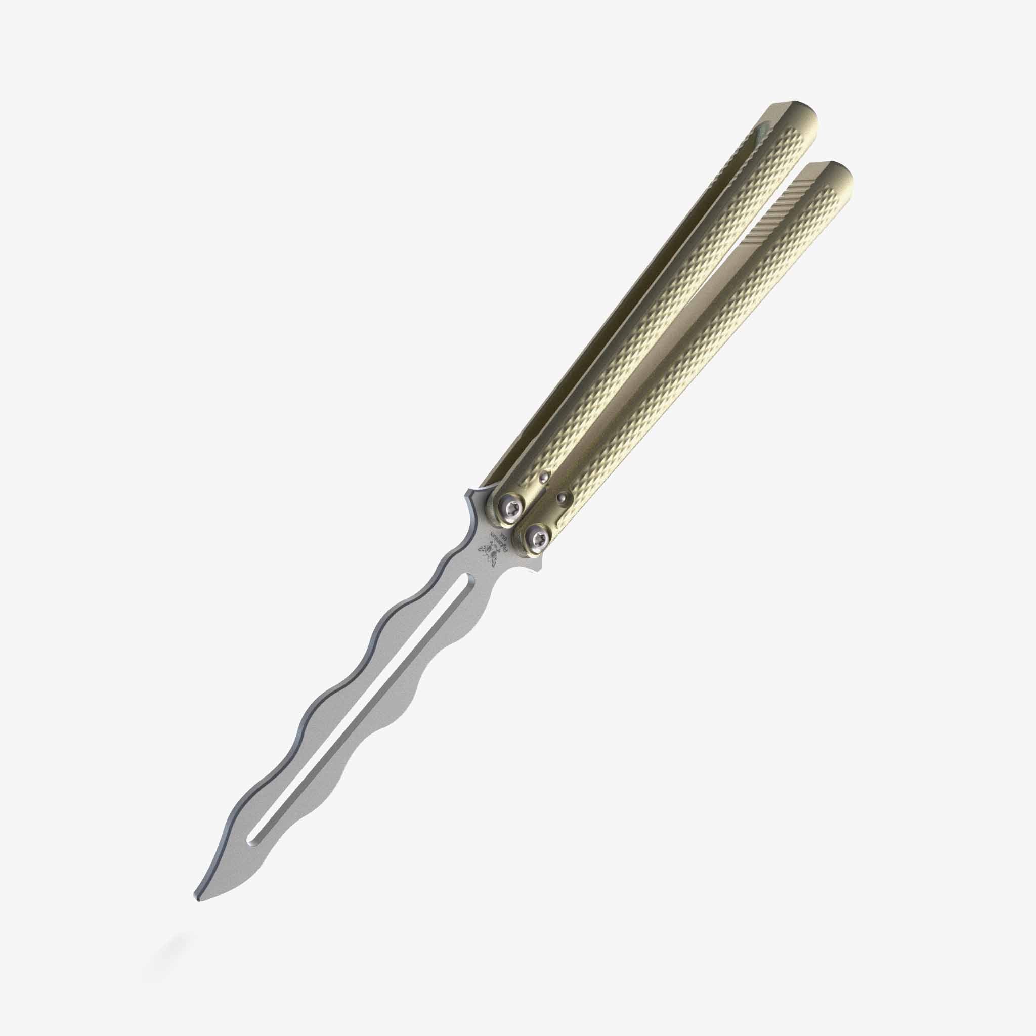 Talisong Z - Balisong Knife-Balisong Knife-Flytanium USA-Trainer - Bearing-Champagne-Stonewash-Flytanium