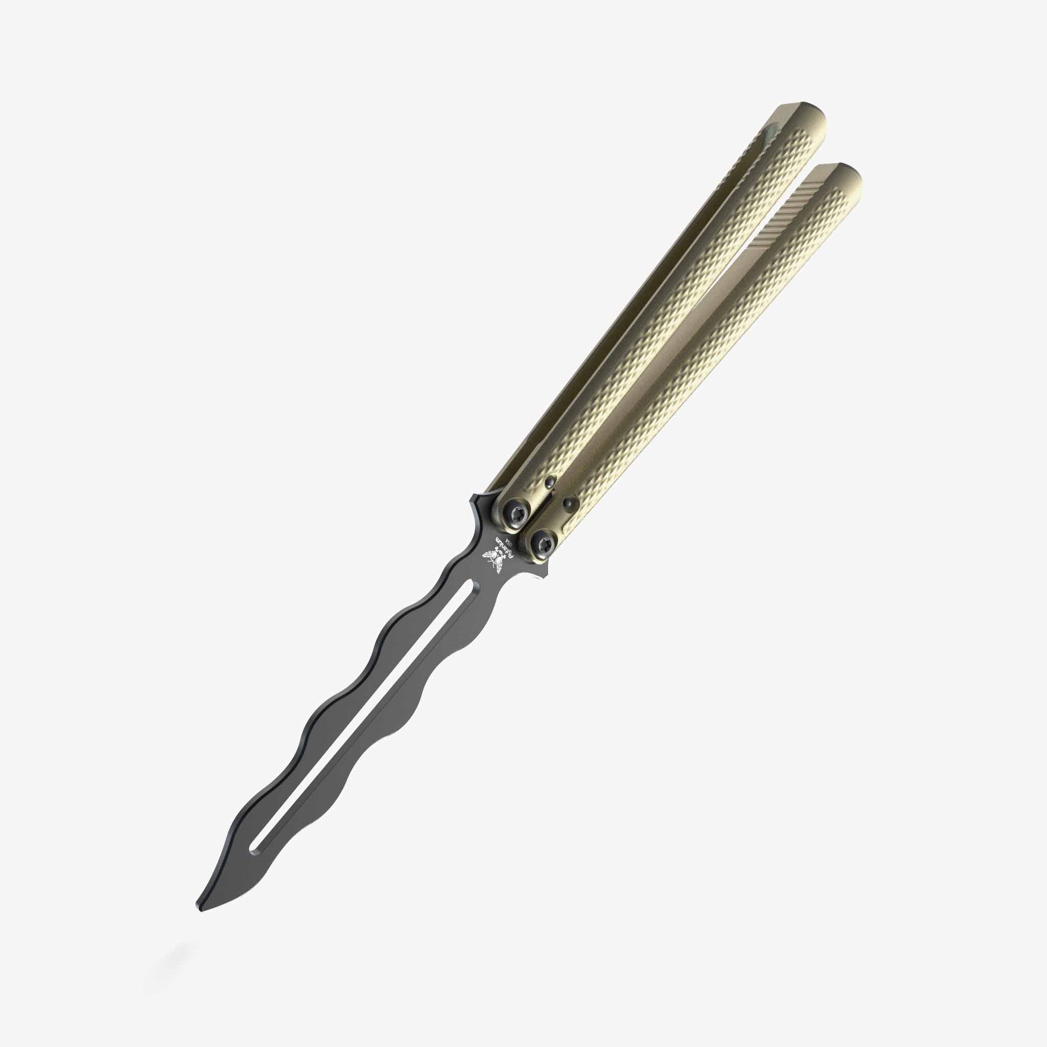 Talisong Z - Balisong Knife-Balisong Knife-Flytanium USA-Trainer - Bearing-Champagne-Black DLC-Flytanium