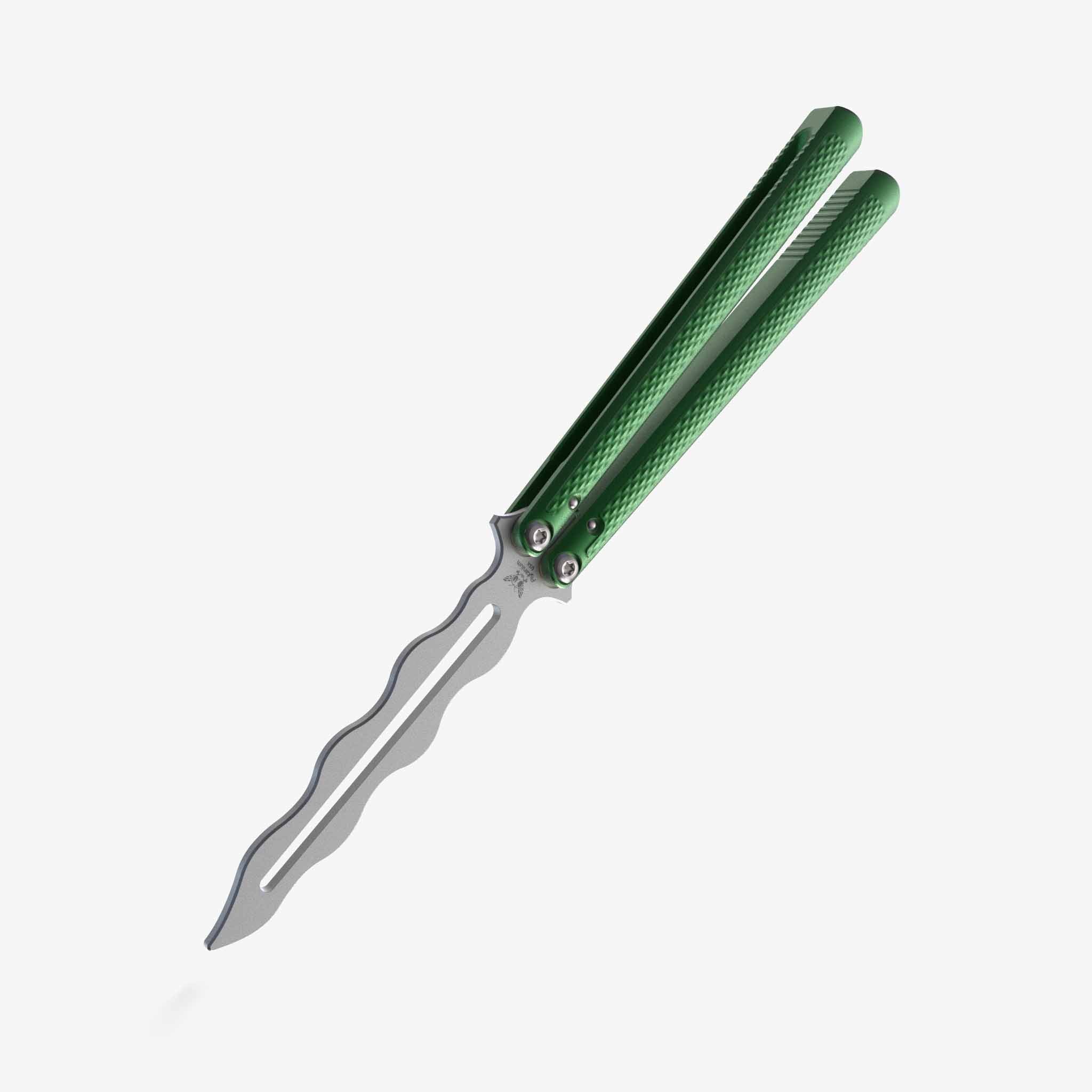 Talisong Z - Balisong Knife-Balisong Knife-Flytanium USA-Trainer - Bearing-Emerald-Stonewash-Flytanium