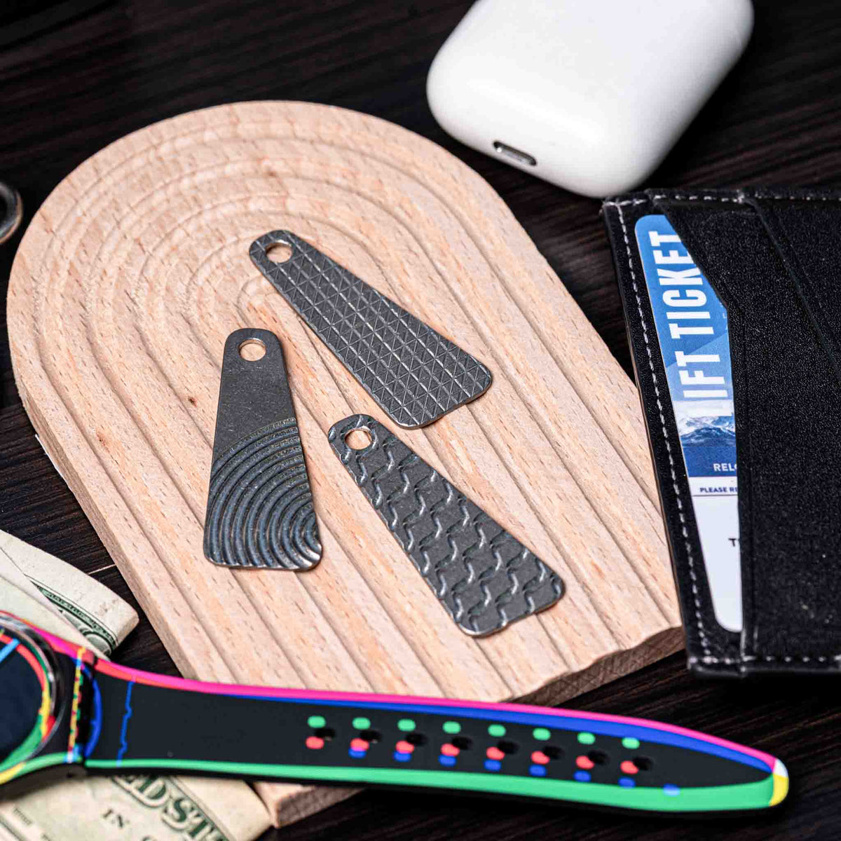 Textured Titanium Tags - Keychain, Keyring, Accessories