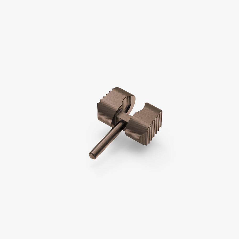 Spyderco Manix 2 ball cage made from solid titanium and anodized bronze.