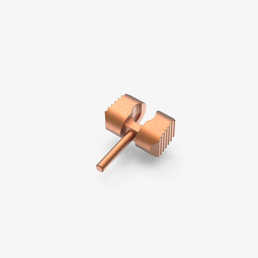Spyderco Manix 2 ball cage made from solid copper.
