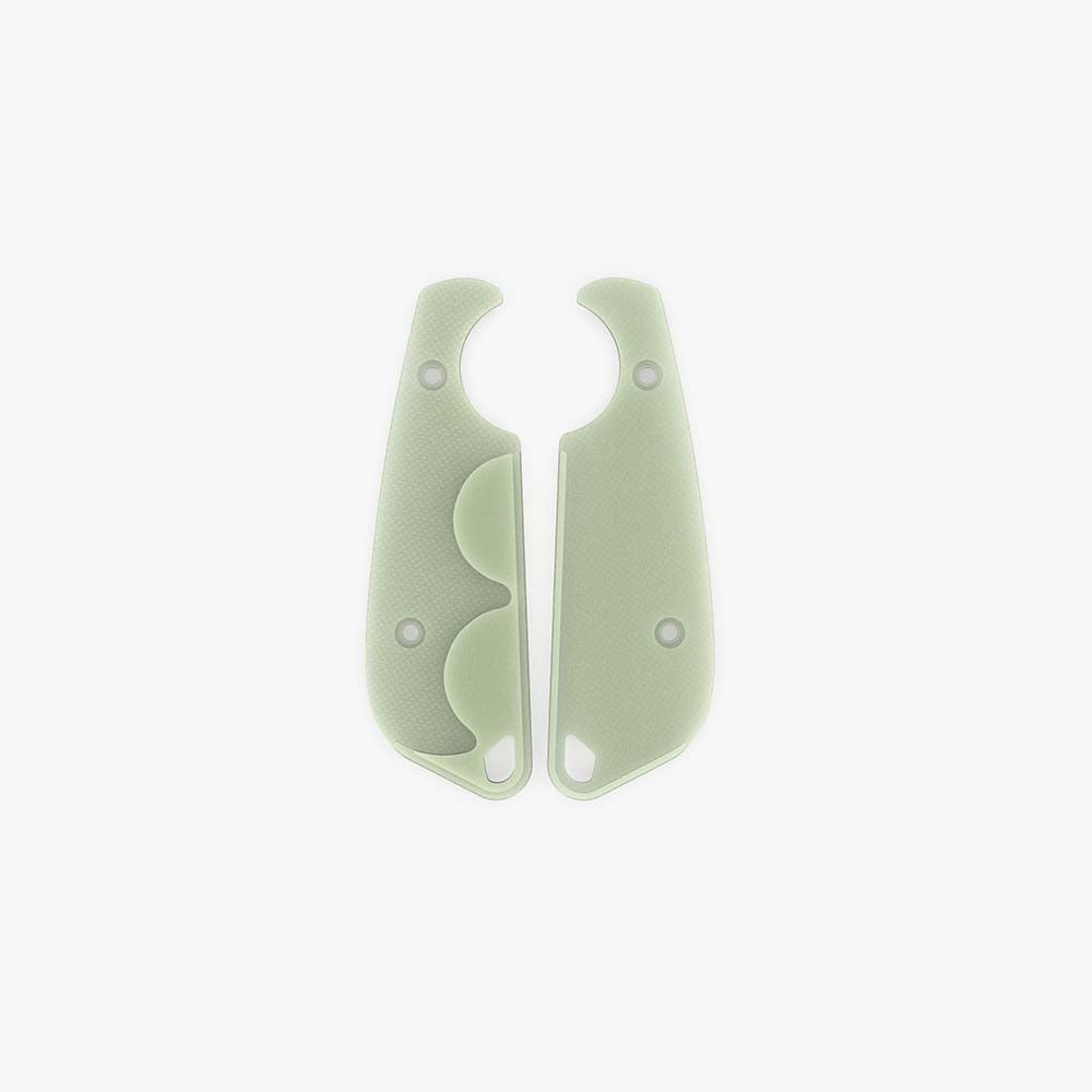 Inside view of the Flex scales for the CRKT Minimalist in natural G-10, showing the detailed and precise milling.