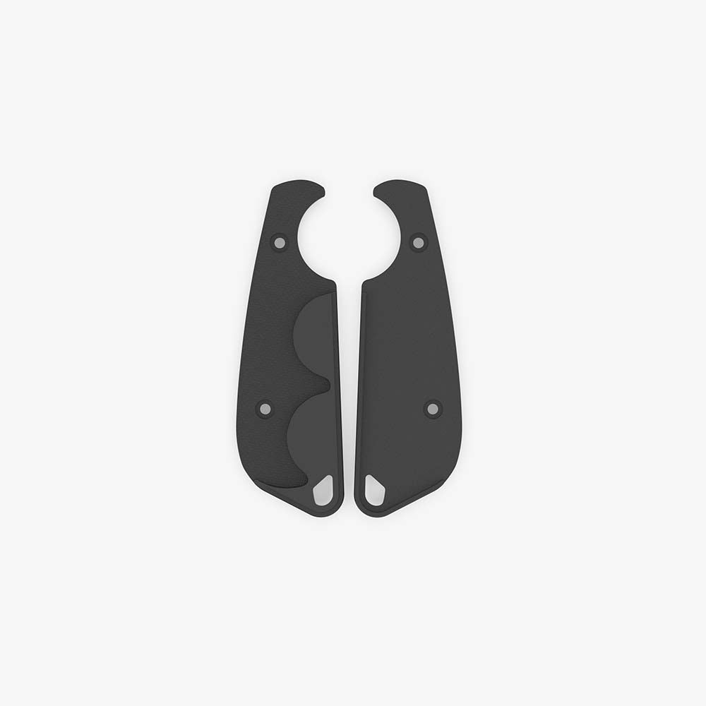 Inside view of the Flex scales for the CRKT Minimalist in black G-10, showing the detailed and precise milling.