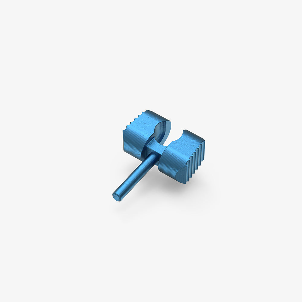 Spyderco Manix 2 ball cage made from solid titanium and anodized blue.