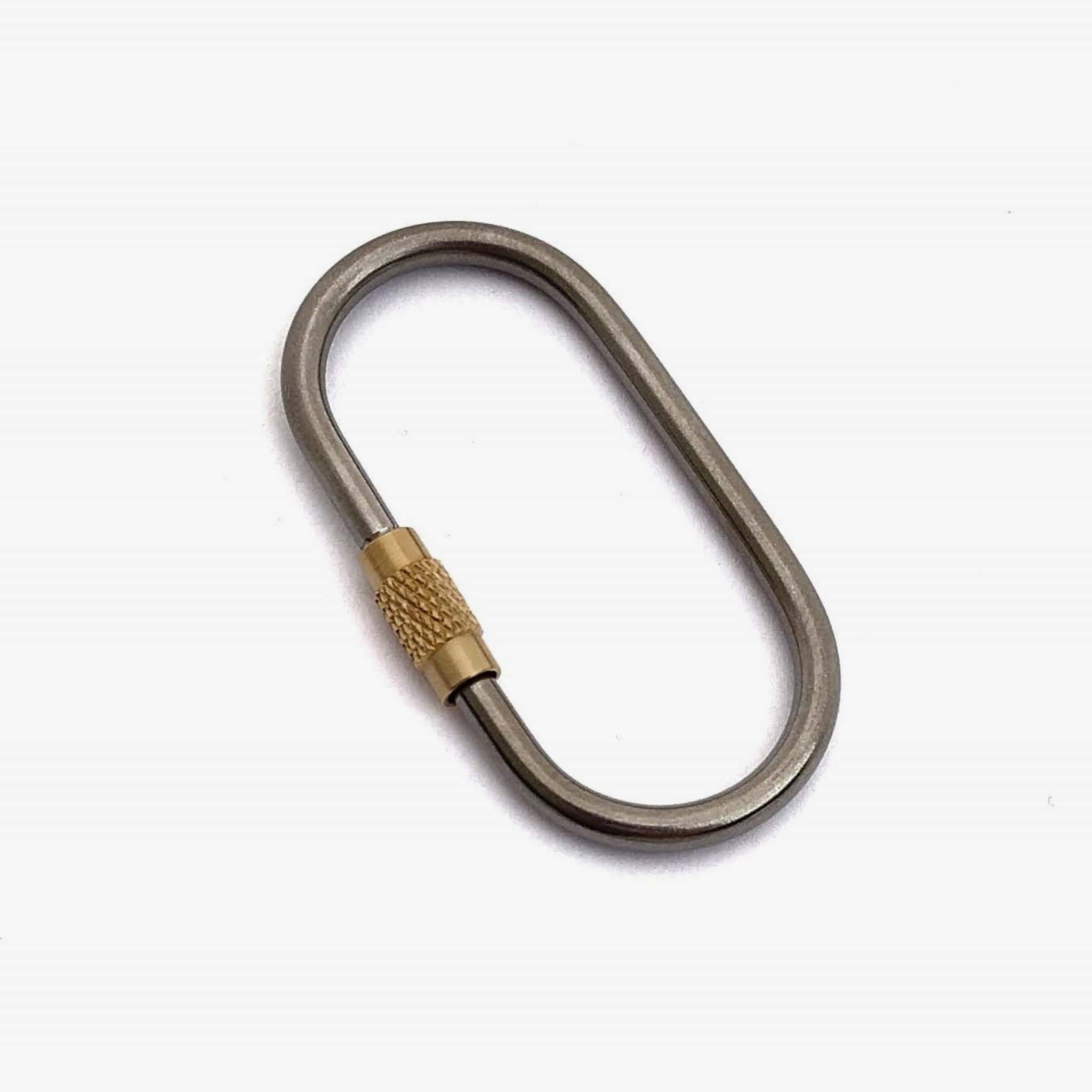 Titanium Oval Keyring with Screw Closure-Titanium Stonewash