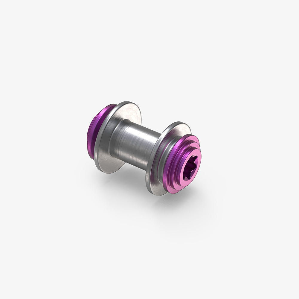 Benchmade Bugout axis lock bar in magenta anodized titanium.