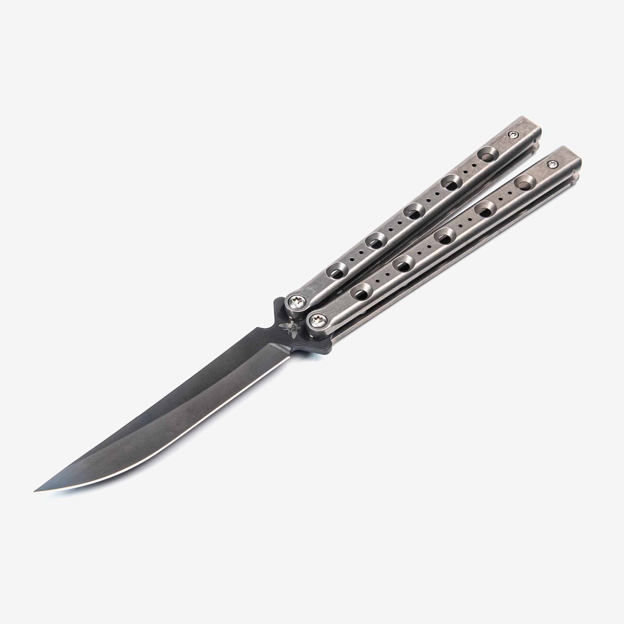 FLY One - Titanium Balisong-Balisong Knife-Flytanium USA-Black Stonewash 108-Flytanium