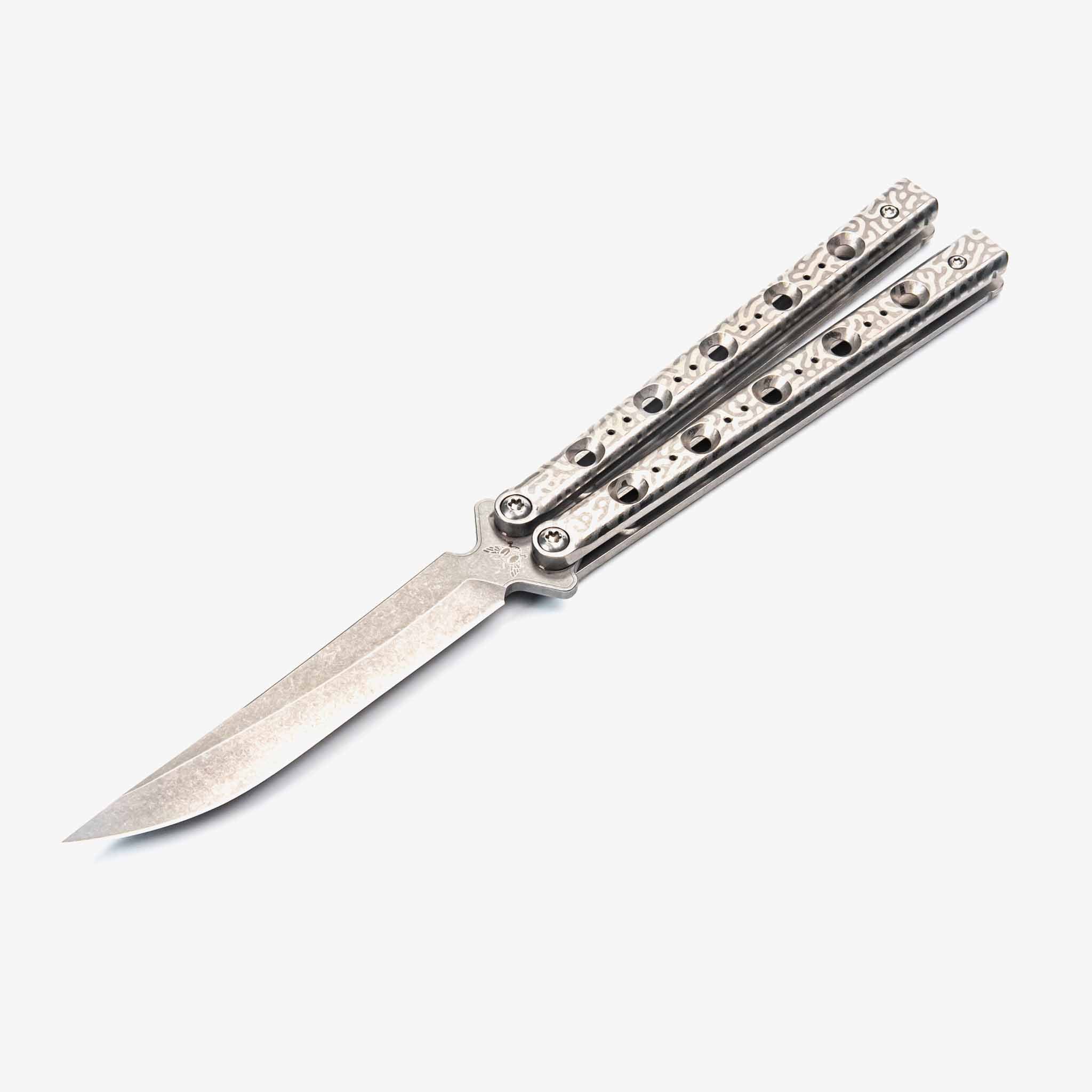 FLY One - Titanium Balisong-Balisong Knife-Flytanium USA-Silver Braincoral 111-Flytanium
