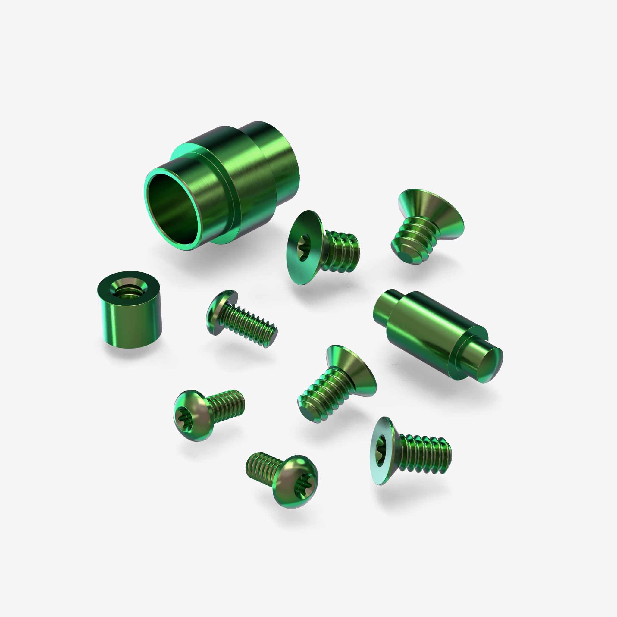 Hardware Kit - Titanium - Spyderco Para 3-Hardware-Spyderco-Green Anodize-Flytanium