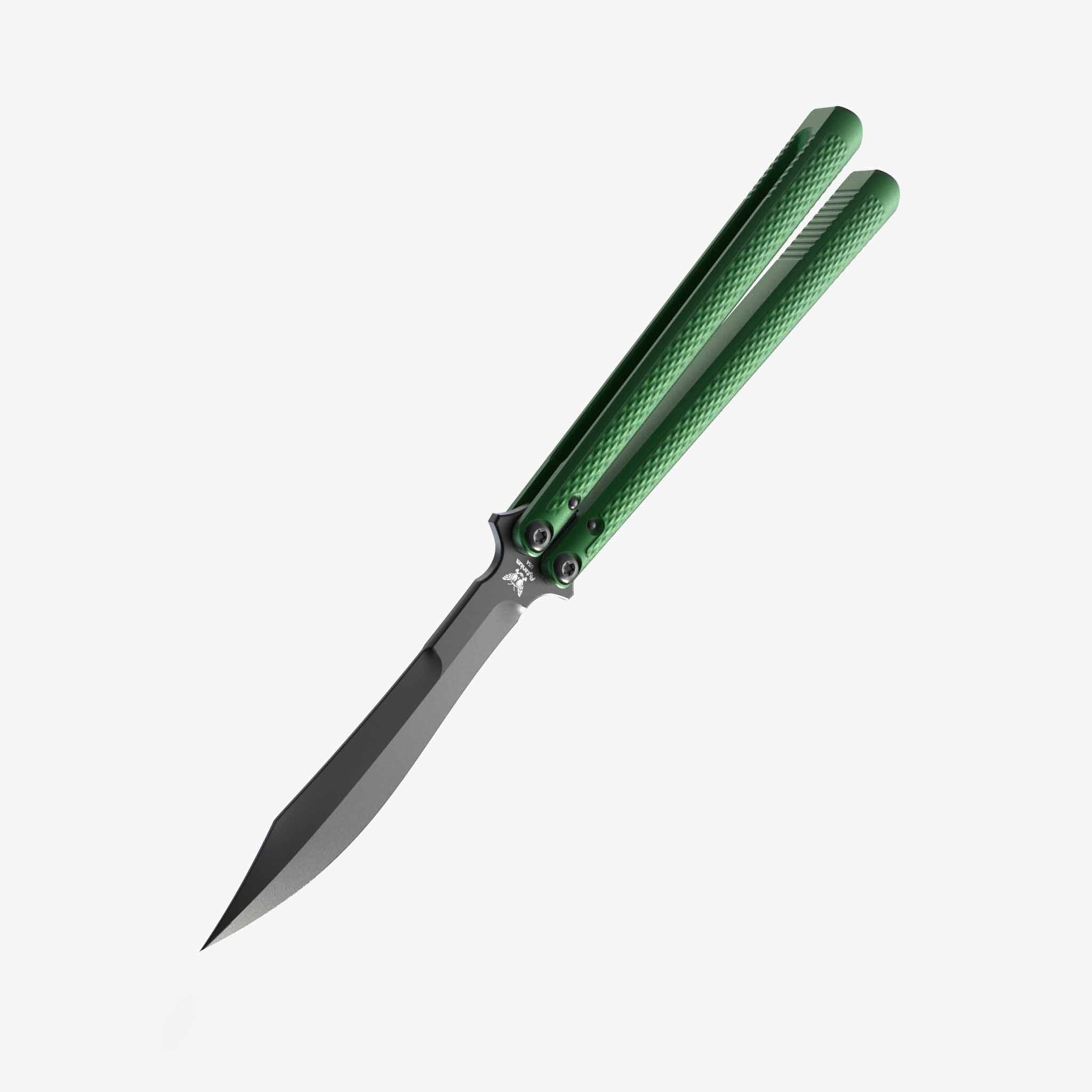 Talisong Z - Balisong Knife-Balisong Knife-Flytanium USA-Scimitar - Bearing-Emerald-Black DLC-Flytanium