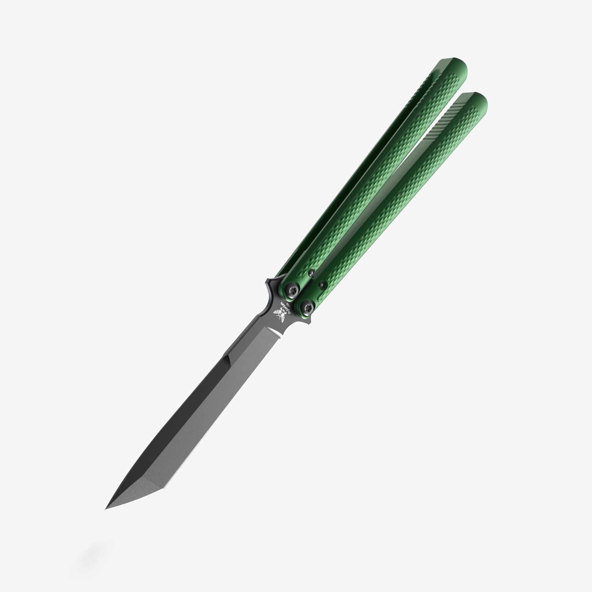 Talisong Z - Balisong Knife-Balisong Knife-Flytanium USA-Tanto - Bushing-Emerald-Black DLC-Flytanium