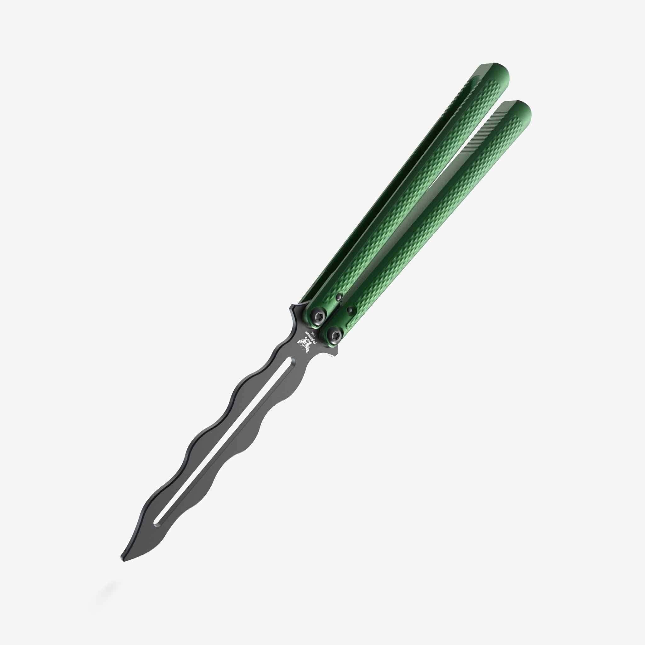 Talisong Z - Balisong Knife-Balisong Knife-Flytanium USA-Trainer - Bearing-Emerald-Black DLC-Flytanium