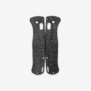 Crossfade custom scales for the Benchmade Bugout knife in shredded carbon fiber.
