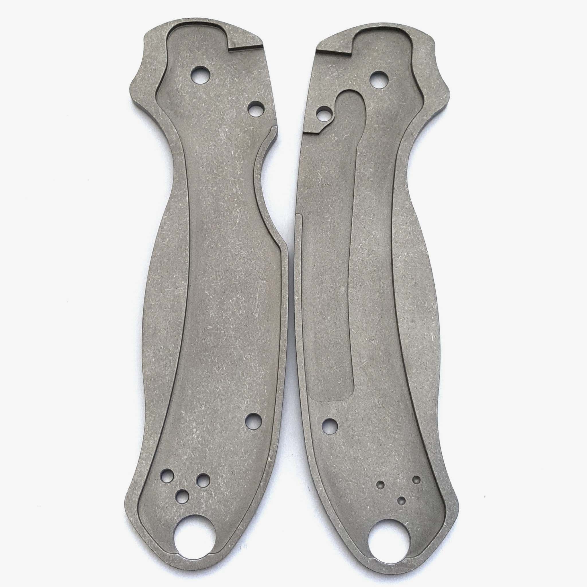 Classic Titanium Scales for Spyderco Para 3 Knife-Titanium Stonewash