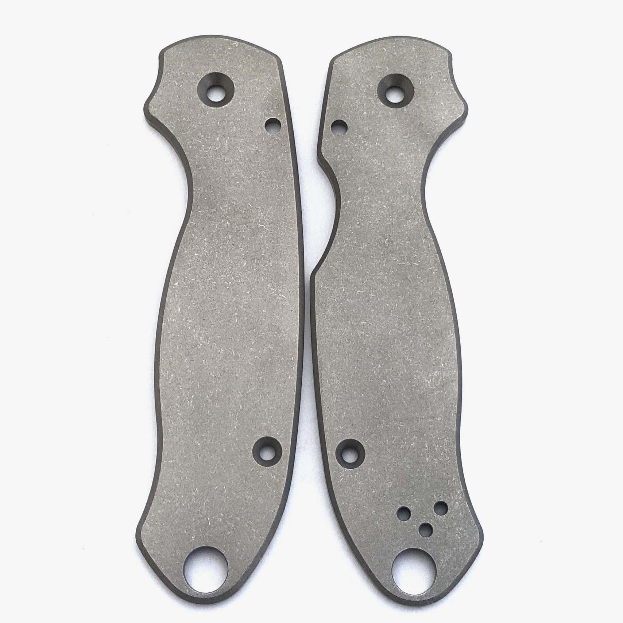 Classic Titanium Scales for Spyderco Para 3 Knife-Titanium Stonewash