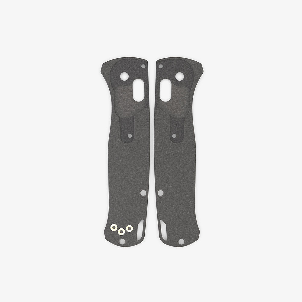 Inside view of the Crossfade scales for the Benchmade Bugout in black linen micarta.