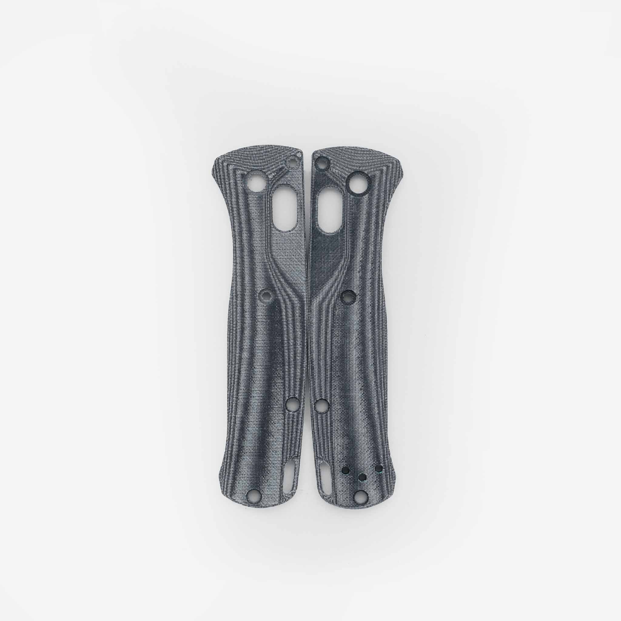 Crossfade scales for the Benchmade Mini Bugout in black linen micarta.