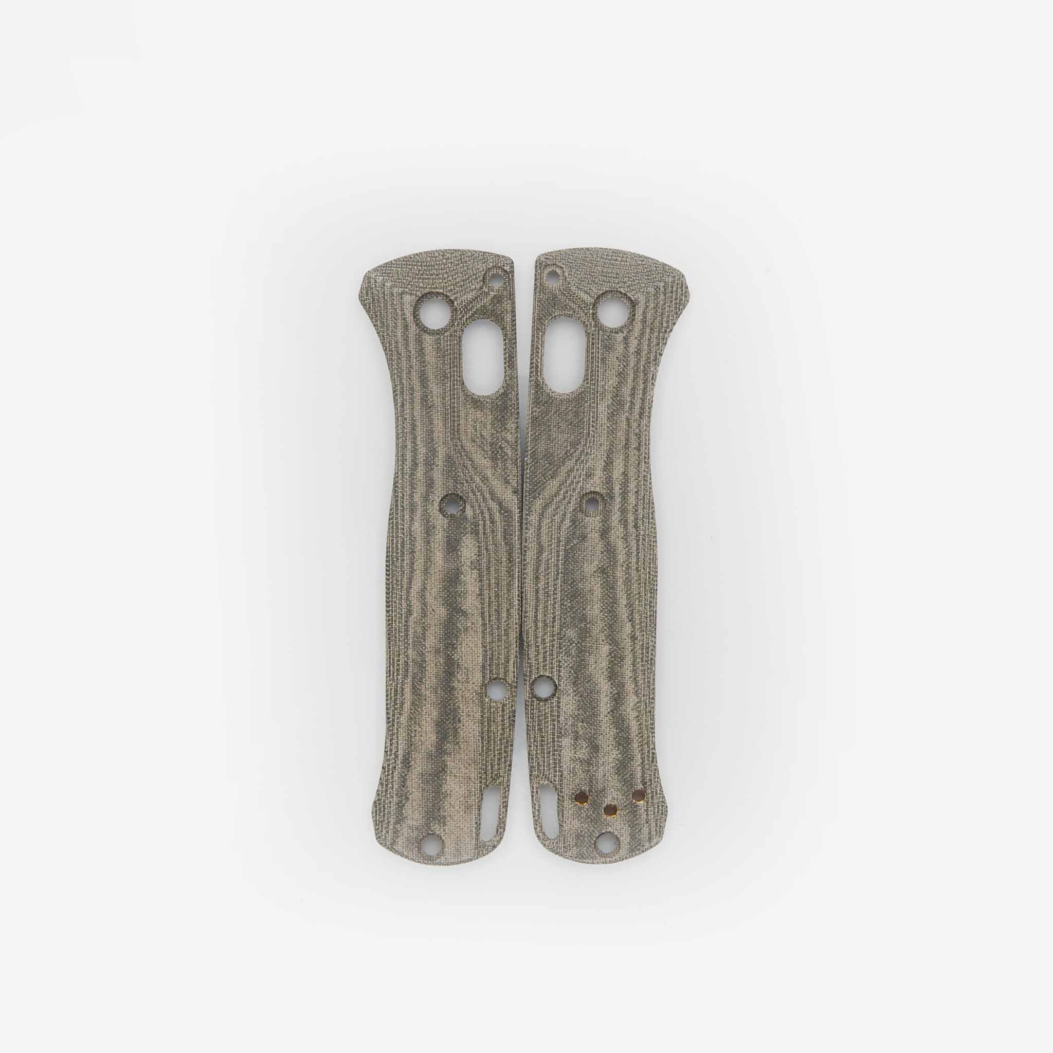 Crossfade scales for the Benchmade Mini Bugout in green linen micarta.