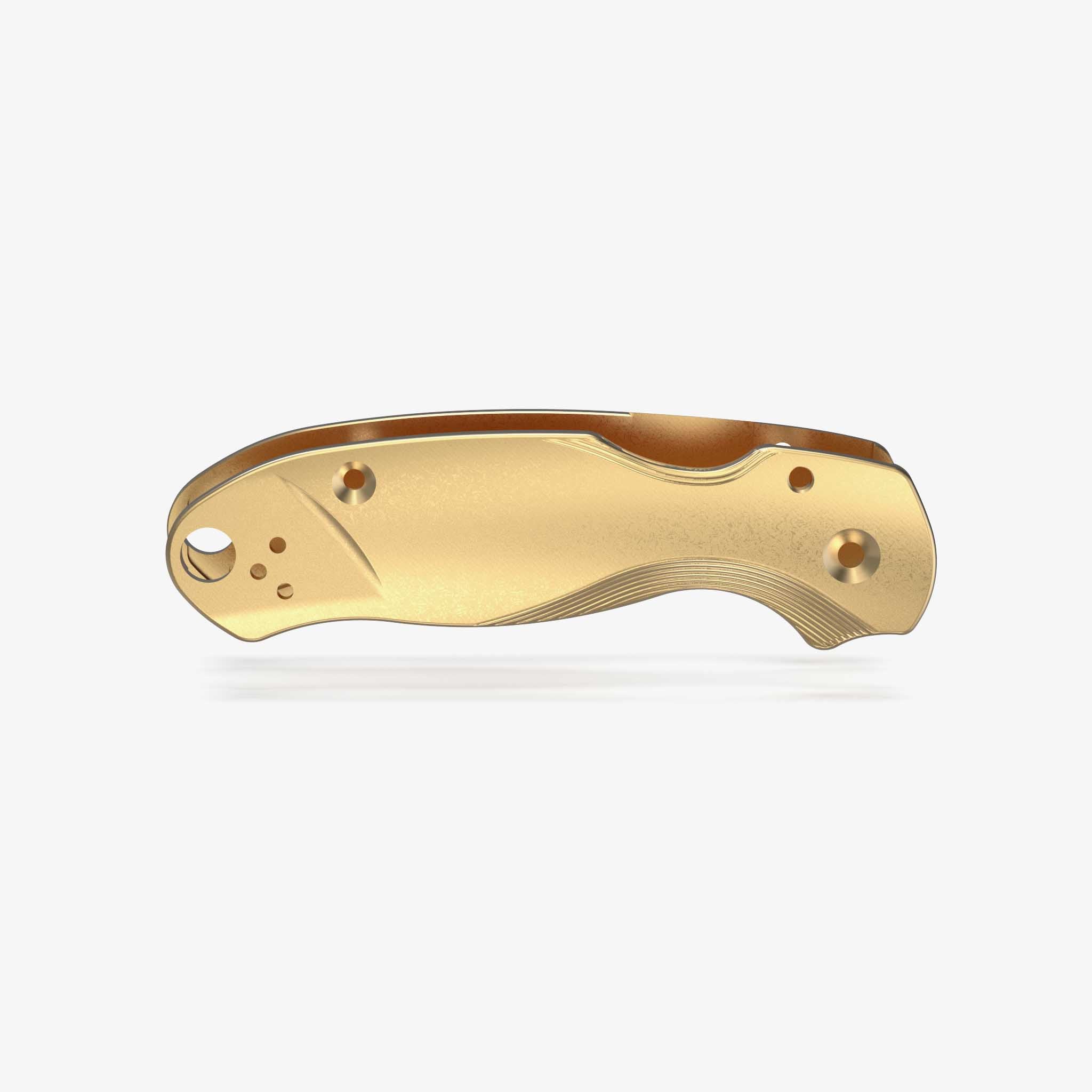 Lotus Brass Scales for Spyderco Para 3 Knife-Brass Stonewash