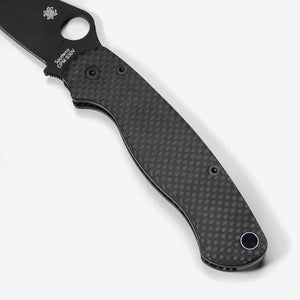 Spyderco Paramilitary 2 Carbon Fiber Scales Basket Weave Installed.
