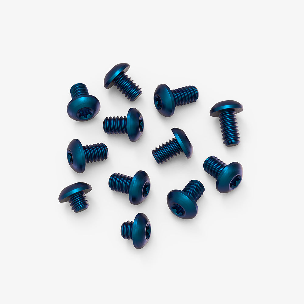 Blue titanium screws for the Benchmade Bugout and Mini Bugout.