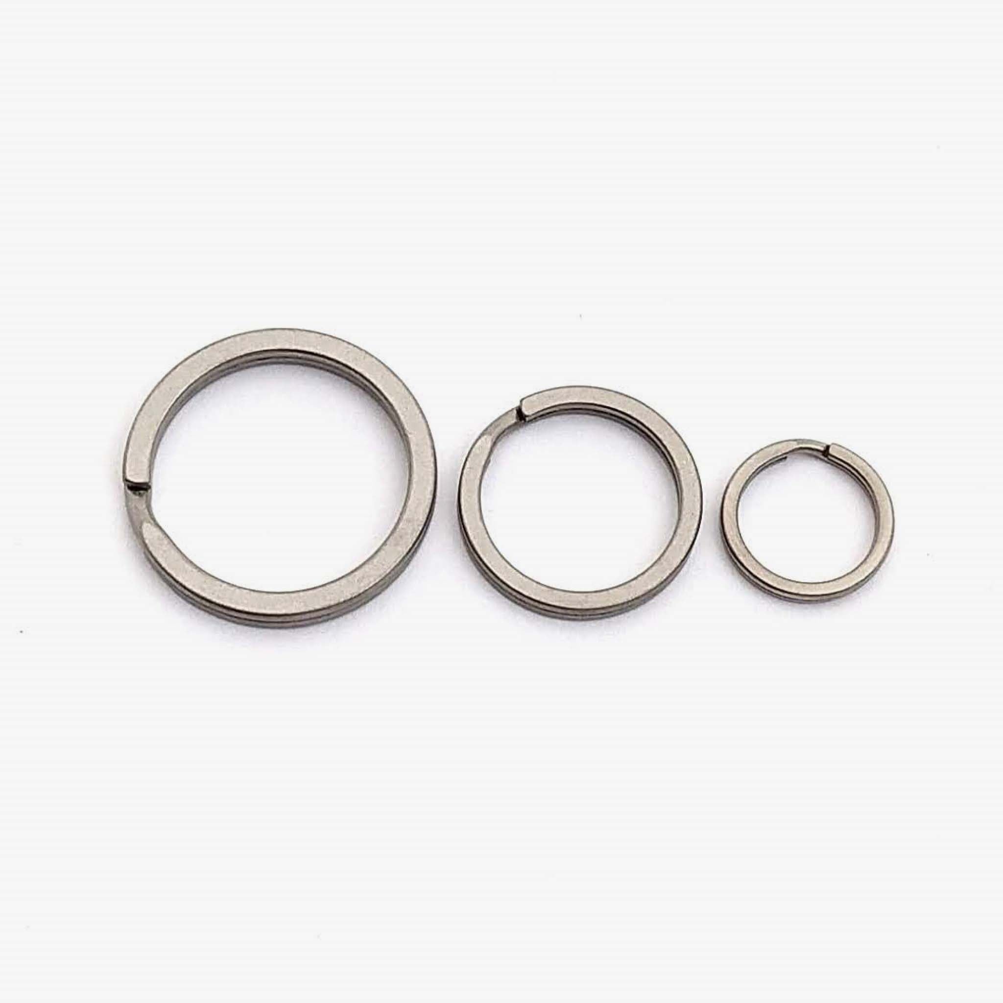 Titanium Split Key Rings - Set of 3-Titanium Stonewash